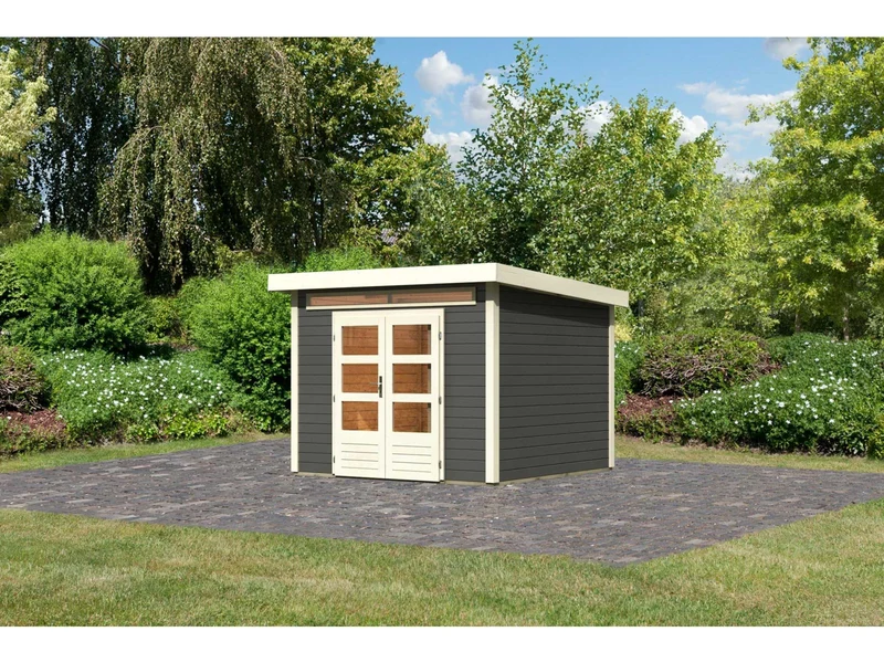 Karibu Gartenhaus Kandern 6 in terragrau 28 mm
