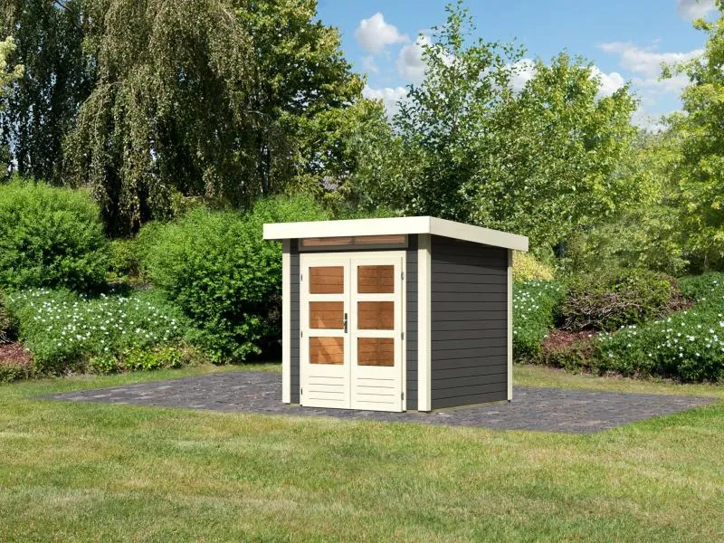 Karibu Gartenhaus Kandern 1 in terragrau 28 mm