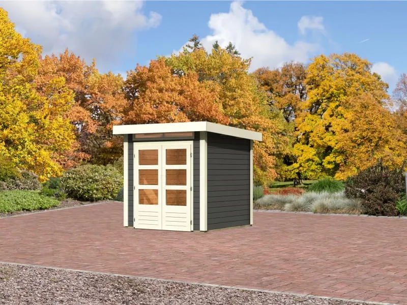 Karibu Gartenhaus Kandern 1 in terragrau 28 mm