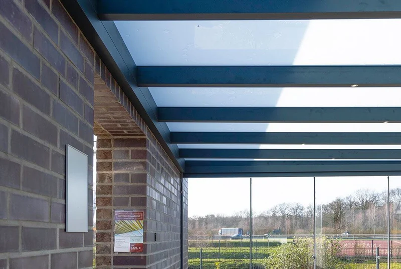 Terrassenüberdachung Flachdach 3x3,5m Wandanbau Anthrazit