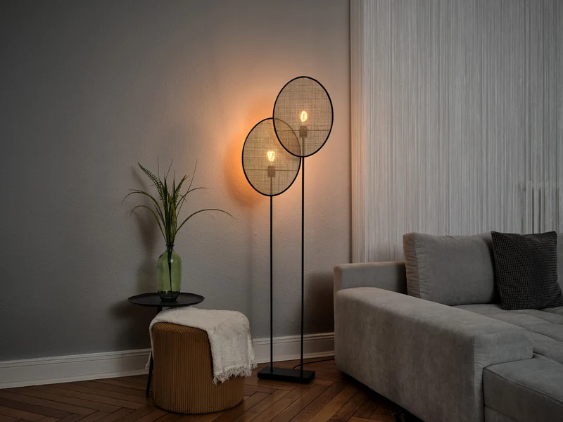B-Ware OSRAM Stehleuchte Stehlampe Rattan Dandelion E27 LED Innenbereich Braun Beige408