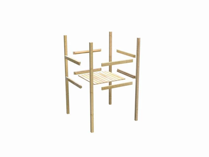 Karibu Spielturm Luis Satteldach + Rutsche rot + Netzrampe