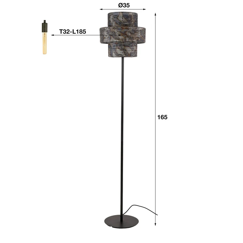 B-Ware Zijlstra Stehleuchte Lantern Stehlampe schwarz brüniert Metall Höhe 165 cm