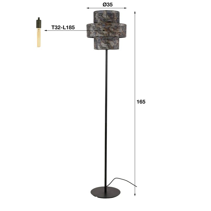 B-Ware Zijlstra Stehleuchte Lantern Stehlampe schwarz brüniert Metall Höhe 165 cm