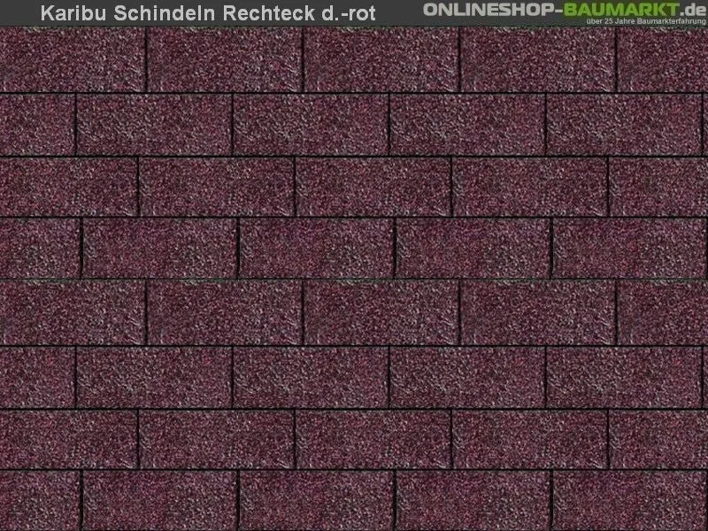 Karibu Dachschindeln Rechteck dunkelrot 4 Pakete