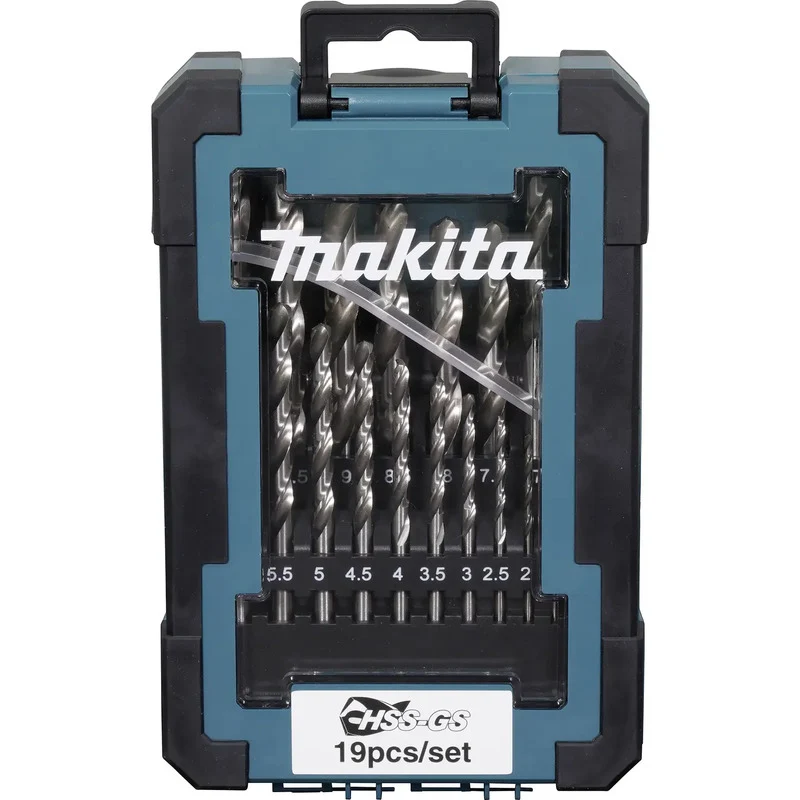 B-Ware Makita Metall-Spiralbohrer HSS Bohrer-Set 19-teilig 1-10mm präzise Bohrer