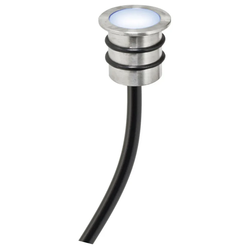 B-Ware EVN Bodeneinbauleuchte LED dimmbar Edelstahl IP68 0.2W Lichtquelle blau 18mm