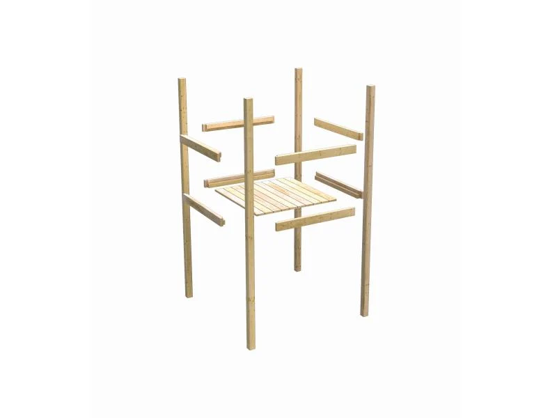 Karibu Spielturm Lotti Satteldach + Rutsche rot + Doppelschaukel + Anbauplattform + Netzrampe
