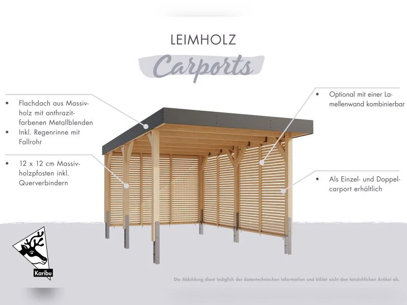Karibu Doppelcarport Leimholz 1