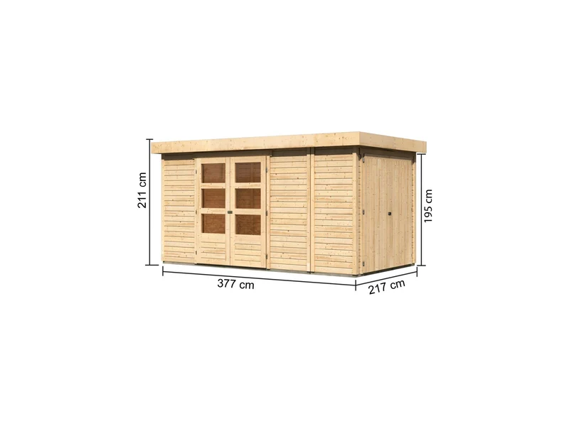 Karibu Gartenhaus Retola 5 inkl. Anbauschrank