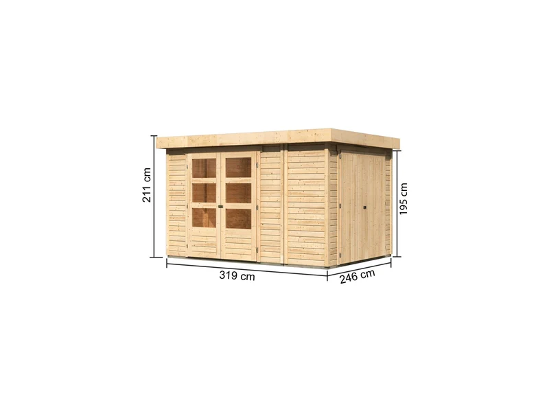Karibu Gartenhaus Retola 4 inkl. Anbauschrank