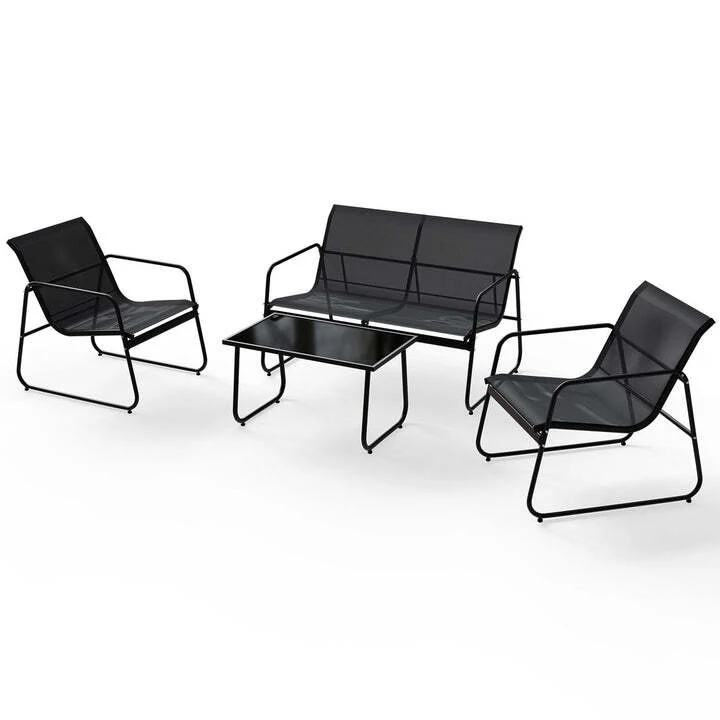 B-Ware Gartenmöbelset Genua 4-teilig Sitzgruppe wetterfest mit Tisch und Bank anthrazit