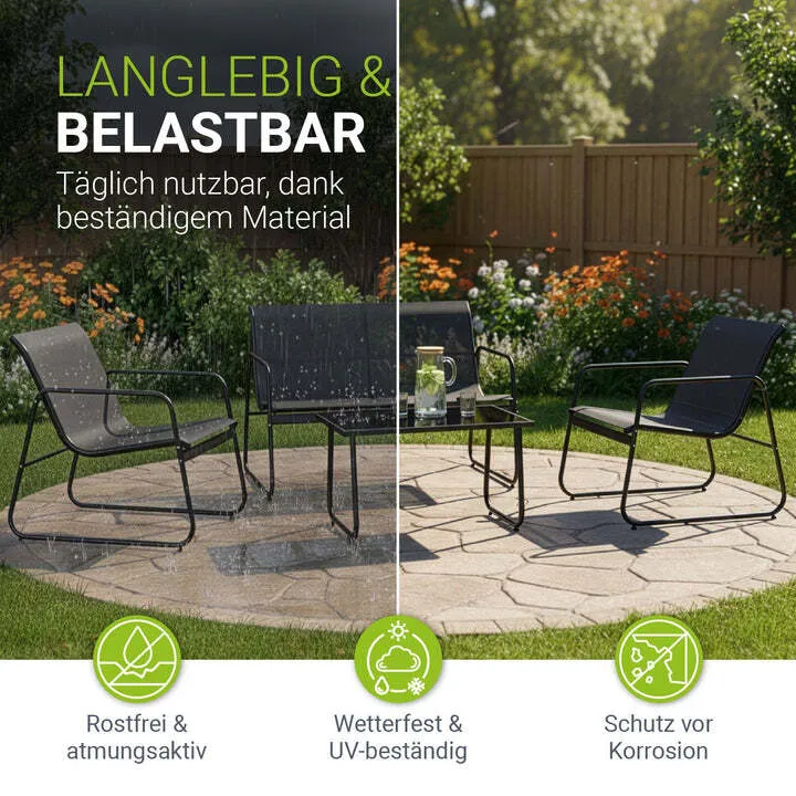 B-Ware Gartenmöbelset Genua 4-teilig Sitzgruppe wetterfest mit Tisch und Bank anthrazit