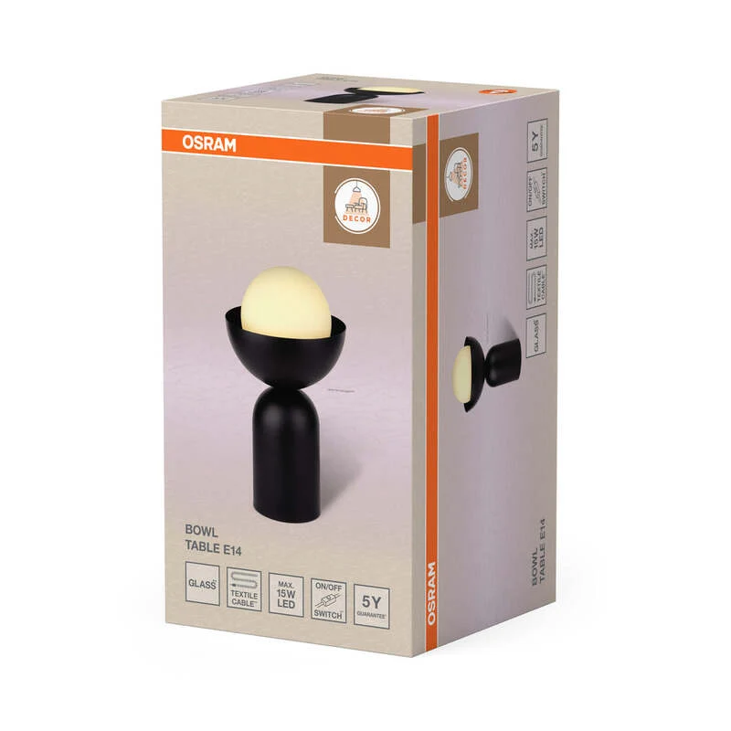 B-Ware OSRAM Tischleuchte Tischlampe Bowl Decor Table E14 LED Leuchte Schwarz Innen