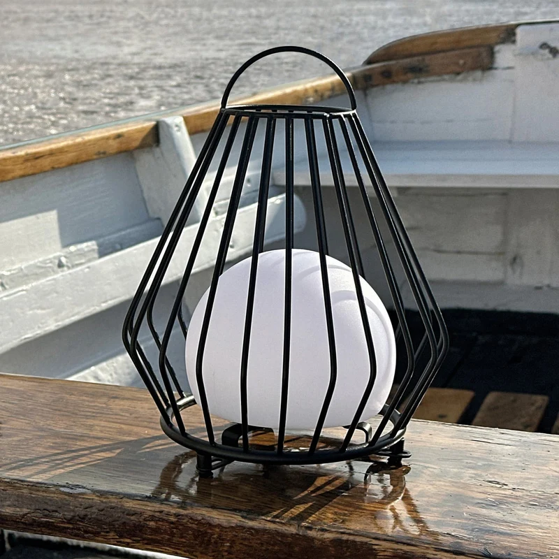 B-Ware Dyberg Larsen Tischleuchte Tischlampe LED Akku schwarz Evesham dimmbar IP54 23cm