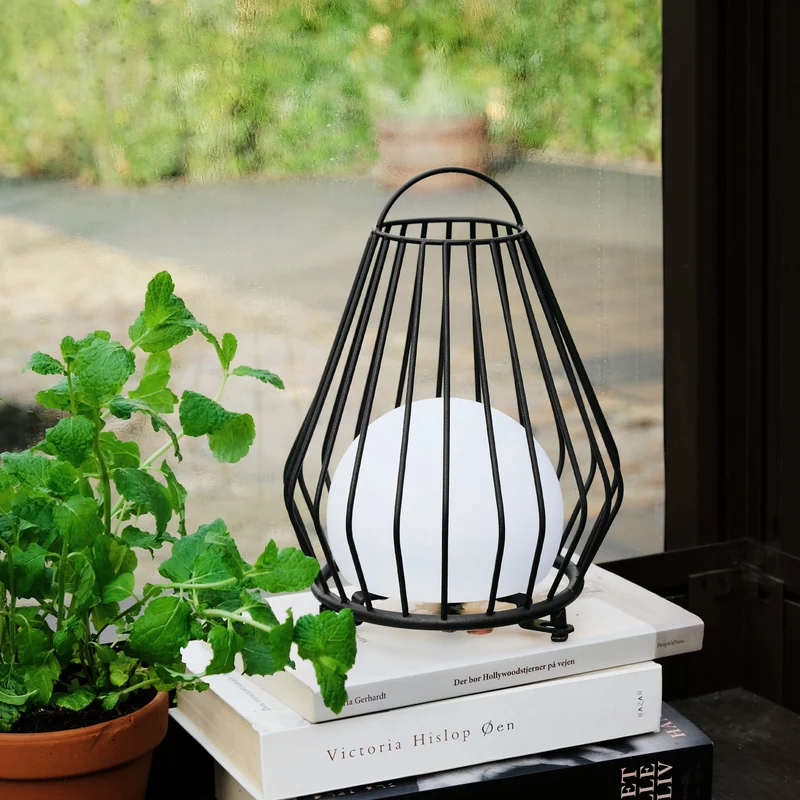 B-Ware Dyberg Larsen Tischleuchte Tischlampe LED Akku schwarz Evesham dimmbar IP54 23cm