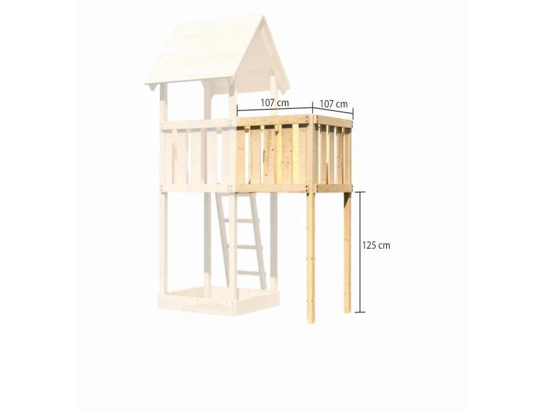 Karibu Spielturm Lotti Satteldach + Doppelschaukel + Anbauplattform + Kletterwand