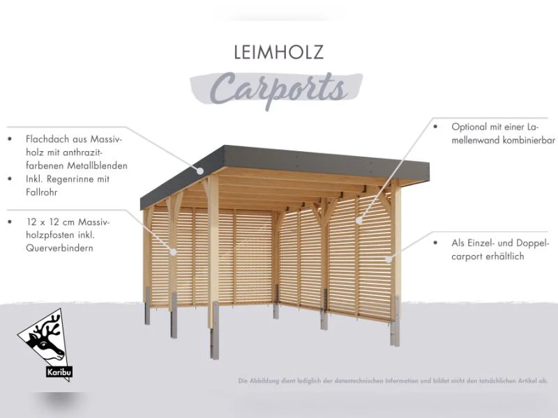 Karibu Einzelcarport Leimholz 2