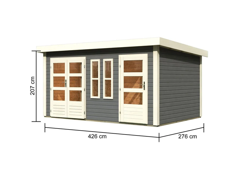 Karibu Gartenhaus Schönbuch 2 in terragrau 38 mm 2-Raum-Haus