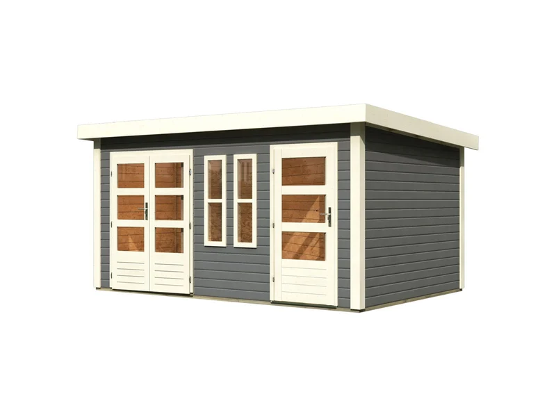 Karibu Gartenhaus Schönbuch 2 in terragrau 38 mm 2-Raum-Haus