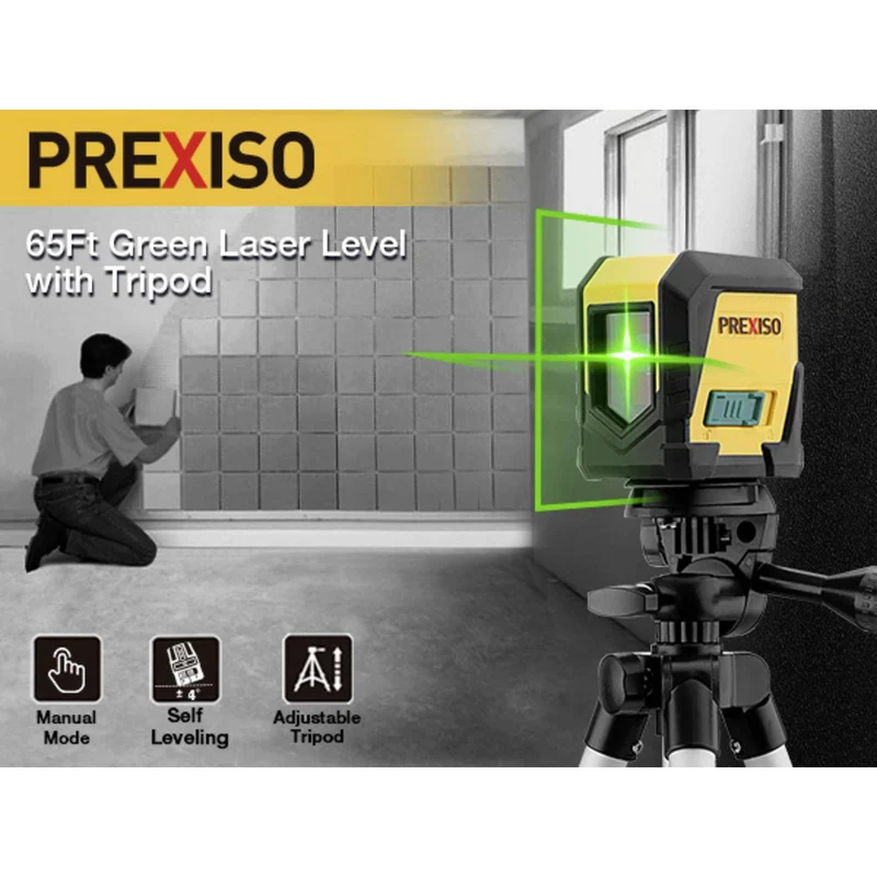B-Ware Prexiso Kreuzlinienlaser Linienlaser PLC10UGT Laser Messgerät Stativ Batterien