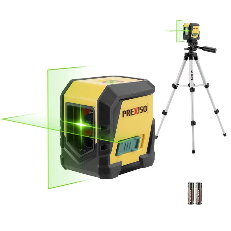 B-Ware Prexiso Kreuzlinienlaser Linienlaser PLC10UGT Laser Messgerät Stativ Batterien
