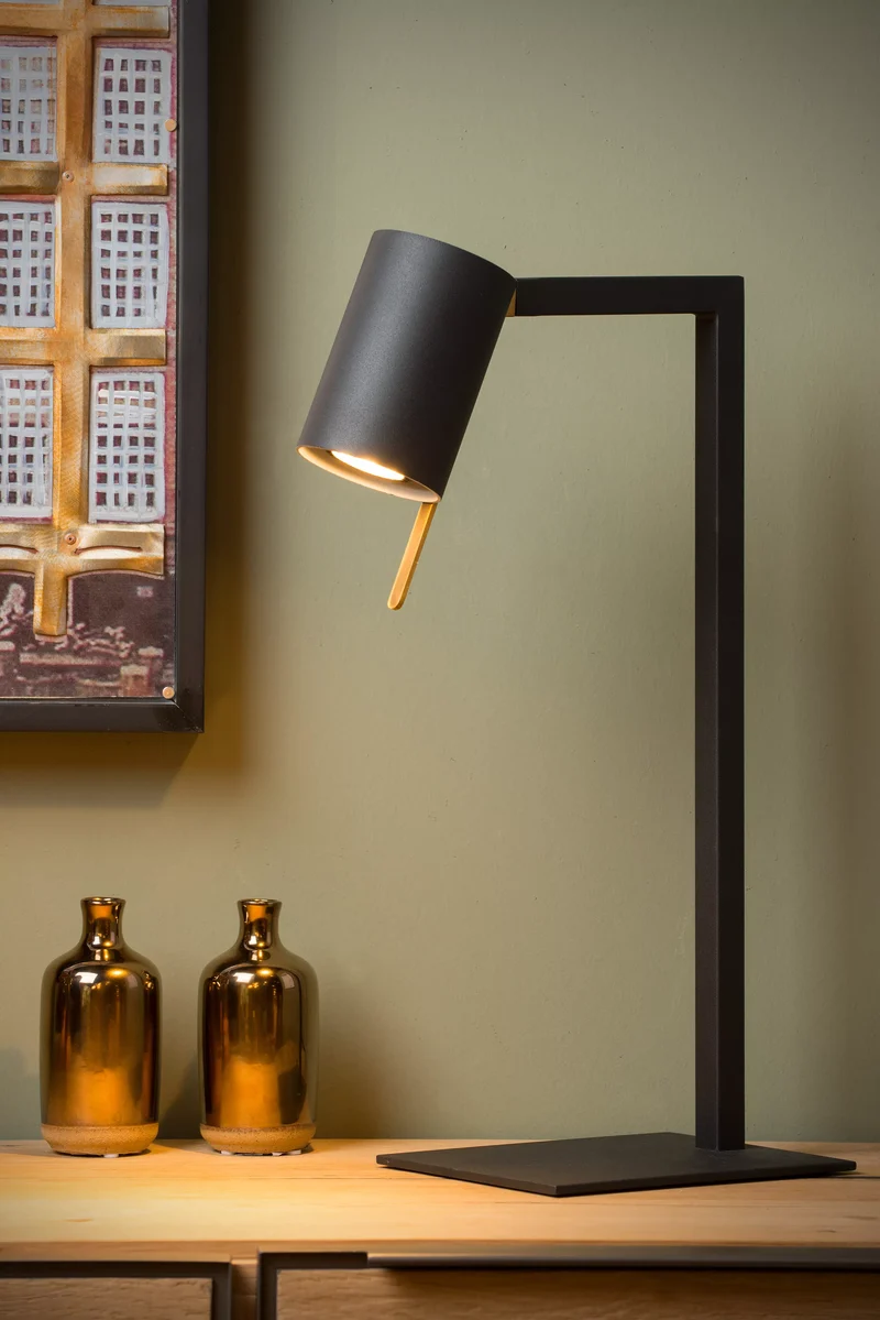 B-Ware Lucide Schreibtischlampe Tischleuchte Lesley Schwarz Metall H50cm Kippschalter