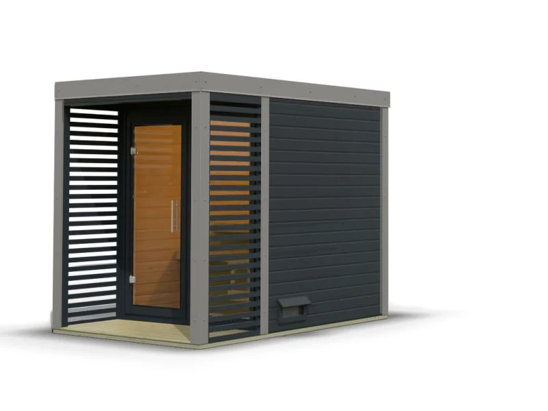 Karibu Hybrid Saunahaus Ares 1, anthrazit/graualuminium -ohne Ofen-