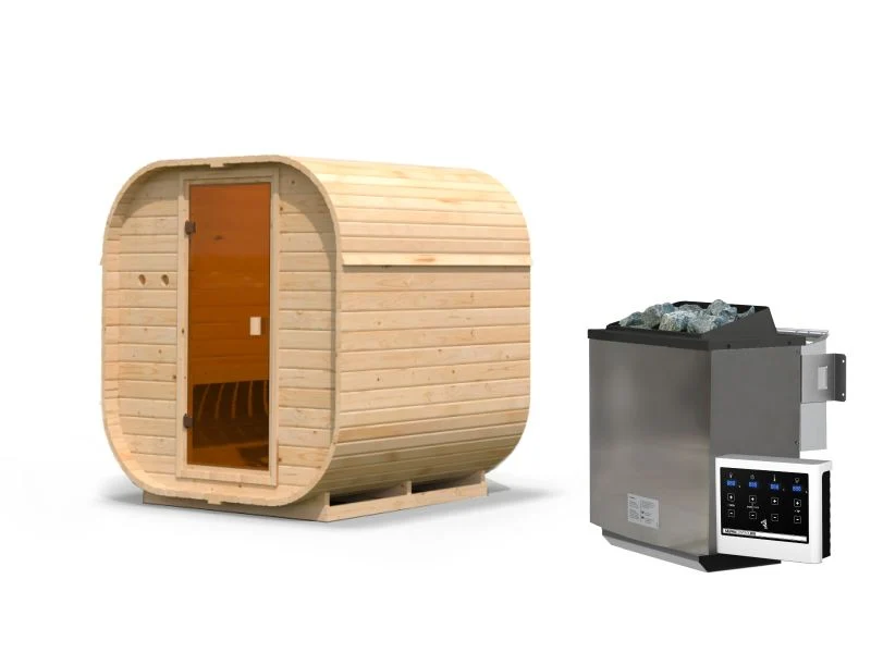 Karibu Fasssauna Quadro 1, inkl. 9 kW Bioofen ext. Steuerung - 38 mm