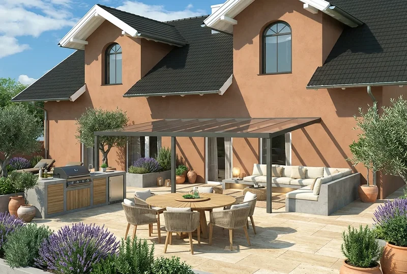 Terrassenüberdachung Aluminium 600x300cm VSG weiß
