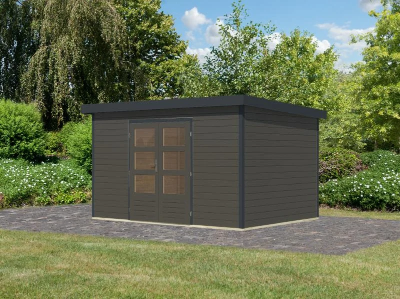 Karibu Hybrid Gartenhaus Pluto 7 B, terragrau/anthrazit, 28 mm