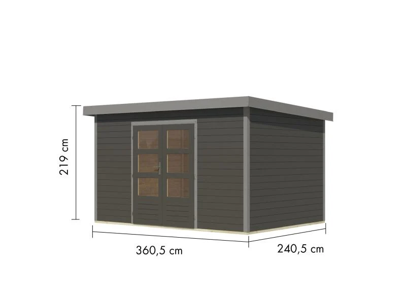 Karibu Hybrid Gartenhaus Pluto 7 B, terragrau/graualuminium, 28 mm