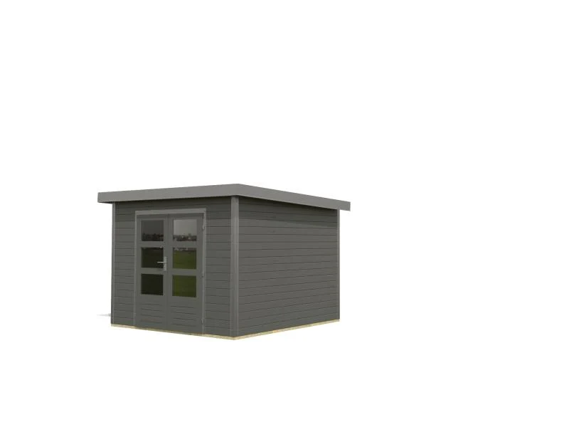 Karibu Hybrid Gartenhaus Pluto 6 B, terragrau/graualuminium, 28 mm