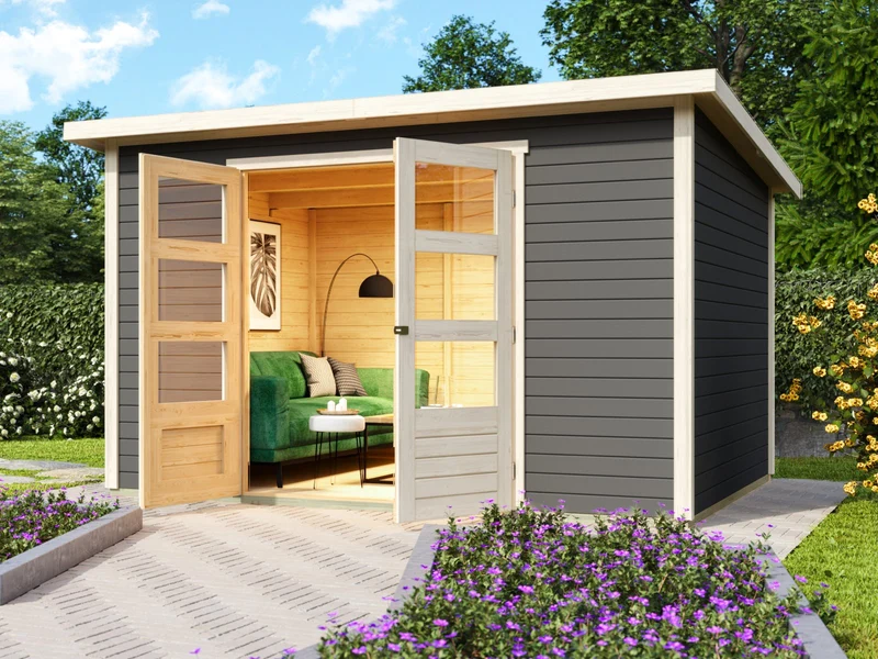 Norlinio Gartenhaus Stegen 5 in terragrau, inkl. Fußboden