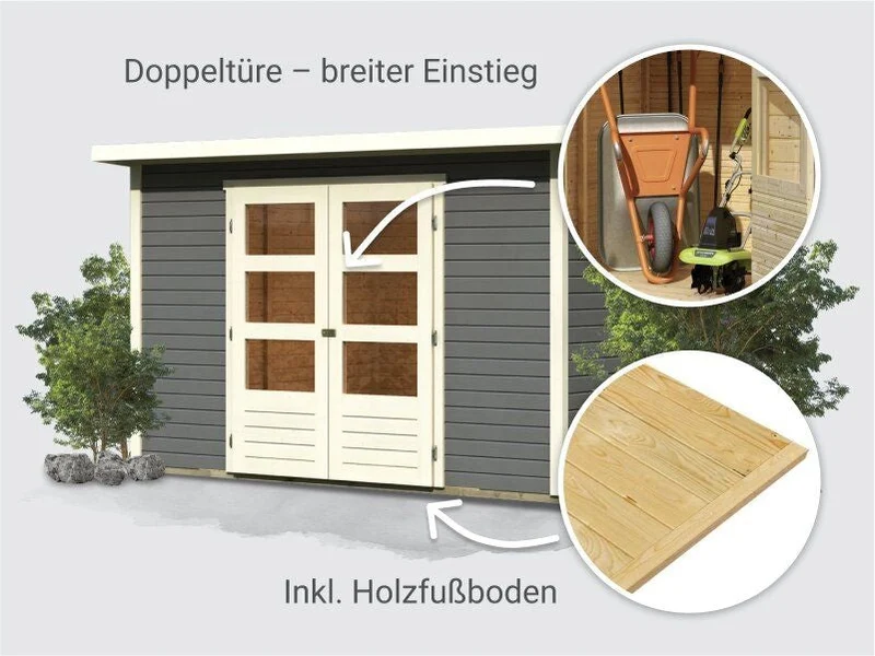 Norlinio Gartenhaus Stegen 5 in terragrau, inkl. Fußboden