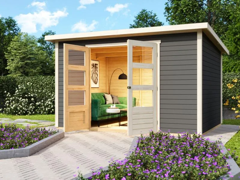Norlinio Gartenhaus Stegen 5 in terragrau, inkl. Fußboden