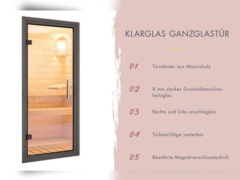Karibu Saunahaus Laguna, schwarz, 73 mm - inkl. 9 kW Bioofen ext. Steuerung