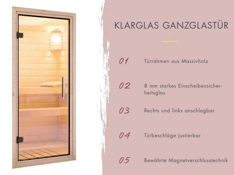 Karibu Hybrid Saunahaus Ares 2, naturbelassen/anthrazit -ohne Ofen-