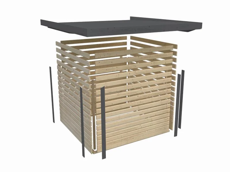 Karibu Hybrid Gartenhaus Pluto 6 A, naturbelassen/graualuminium, 28 mm
