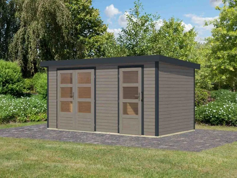 Karibu Hybrid Gartenhaus Merkur 1 D wassergrau/anthrazit