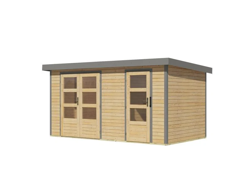 Karibu Hybrid Gartenhaus Merkur 1 A naturbelassen/graualuminium