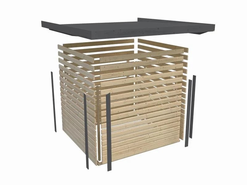 Karibu Hybrid Gartenhaus Merkur 1 A naturbelassen/graualuminium
