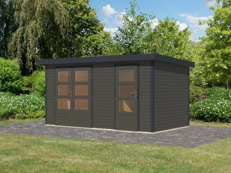 Karibu Hybrid Gartenhaus Merkur 1 B terragrau/anthrazit