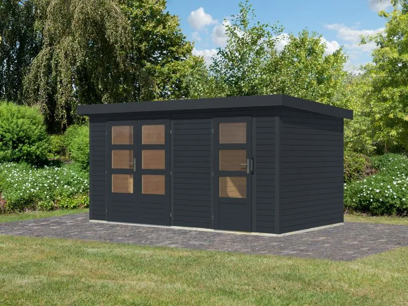 Karibu Hybrid Gartenhaus Merkur 1 C anthrazit/anthrazit