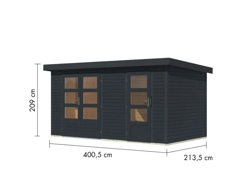 Karibu Hybrid Gartenhaus Merkur 1 C anthrazit/anthrazit