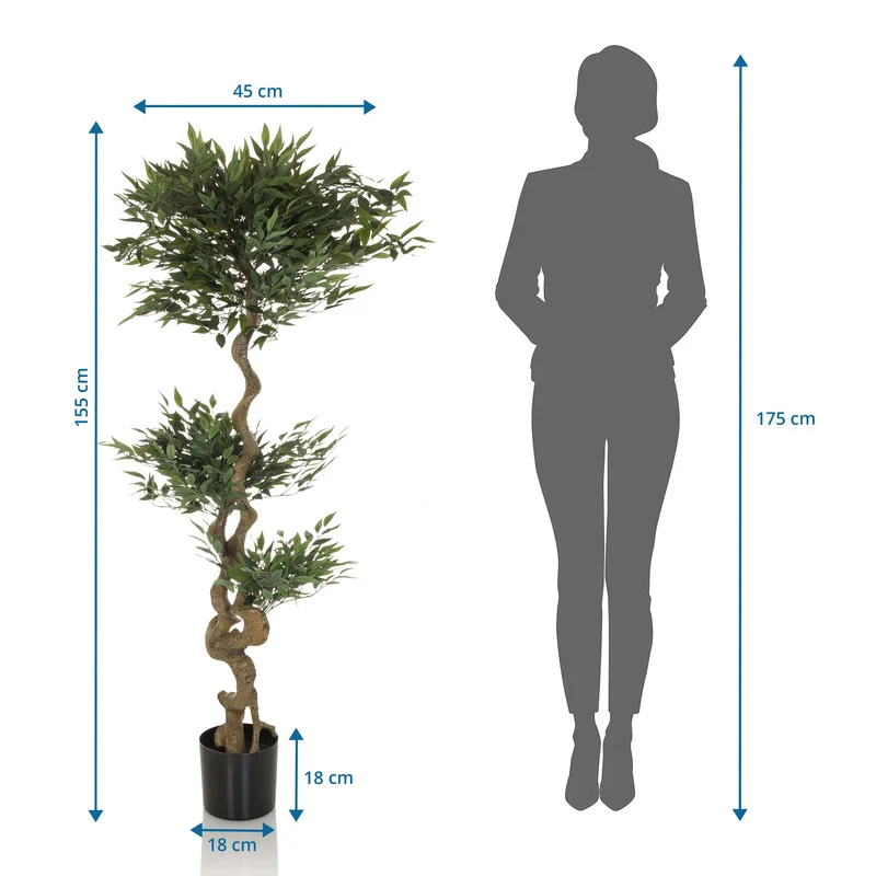 B-Ware hjh OFFICE Kunstpflanze Kunstbaum ACACIA 155 cm grün Deko Dekopflanze Baum
