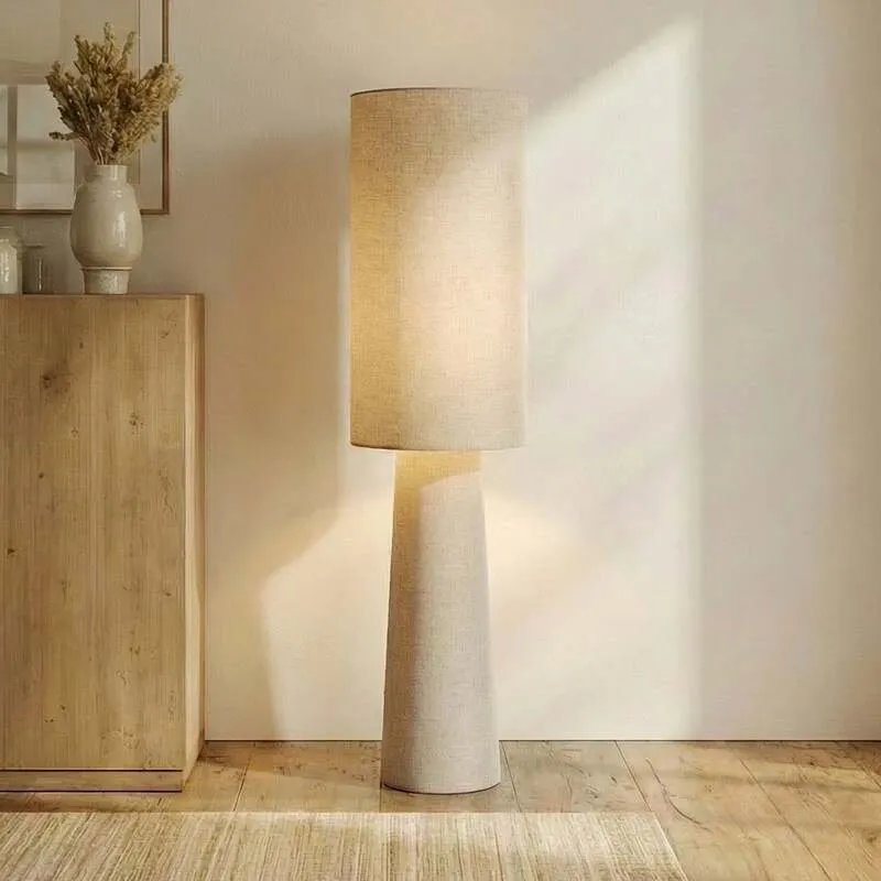 B-Ware Lindby Stehleuchte Elfie LED Lampe Leuchte Leinen beige 124cm 2x E27 15W IP20