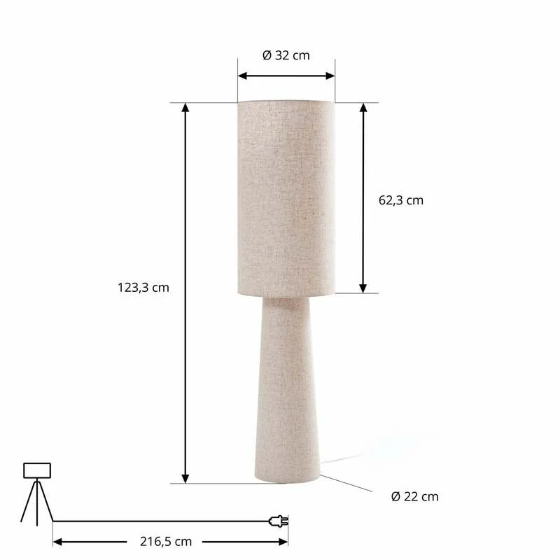 B-Ware Lindby Stehleuchte Elfie LED Lampe Leuchte Leinen beige 124cm 2x E27 15W IP20