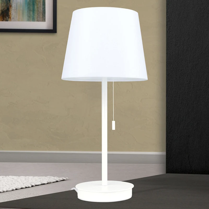 B-Ware Orion Tischleuchte Ludwig USB Tischlampe Leuchte Lampe Stahl Leinen weiß 50cm
