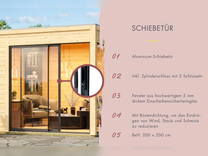 Karibu Saunahaus Miramar natur, inkl. 9 kW Bioofen ext. Steuerung, inkl. Vorraum, 73 mm